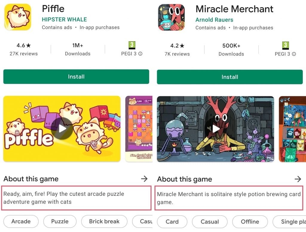 Play Store short description examples
